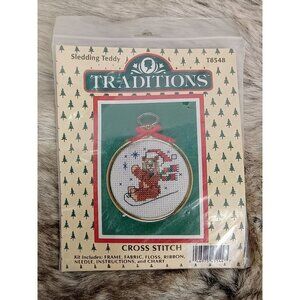 Traditions‎ Cross Stitch NEW Sledding Teddy T8548